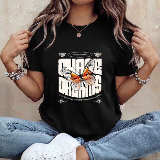 Tricou dama din bumbac 100% Minimalist cu Animale CHASE DREAMS