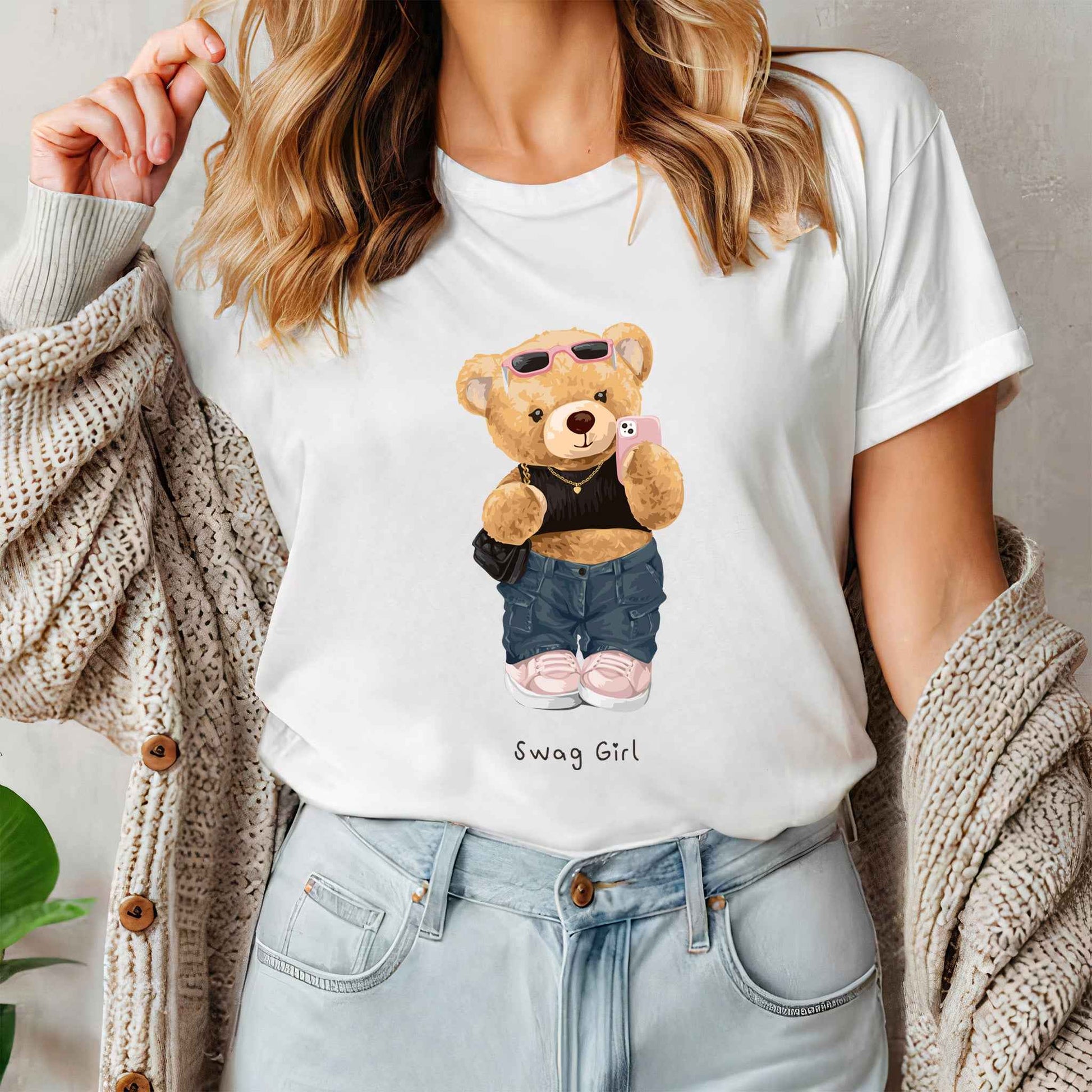 Tricou dama din bumbac 100% Cu Ursuleti SWAG GIRL