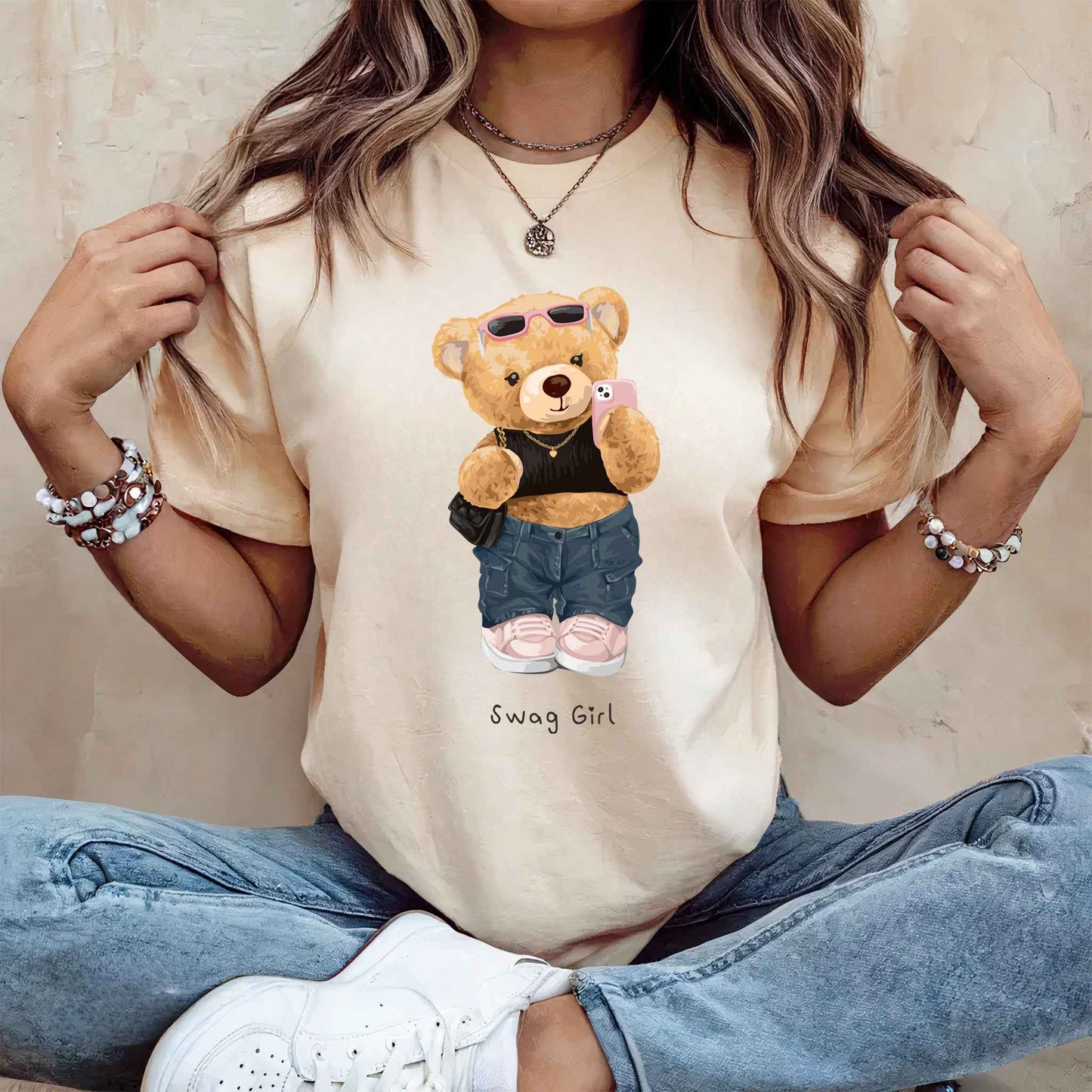 Tricou dama din bumbac 100% Cu Ursuleti SWAG GIRL