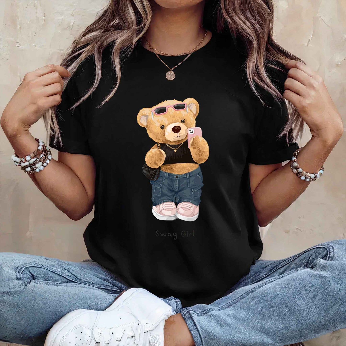 Tricou dama din bumbac 100% Cu Ursuleti SWAG GIRL