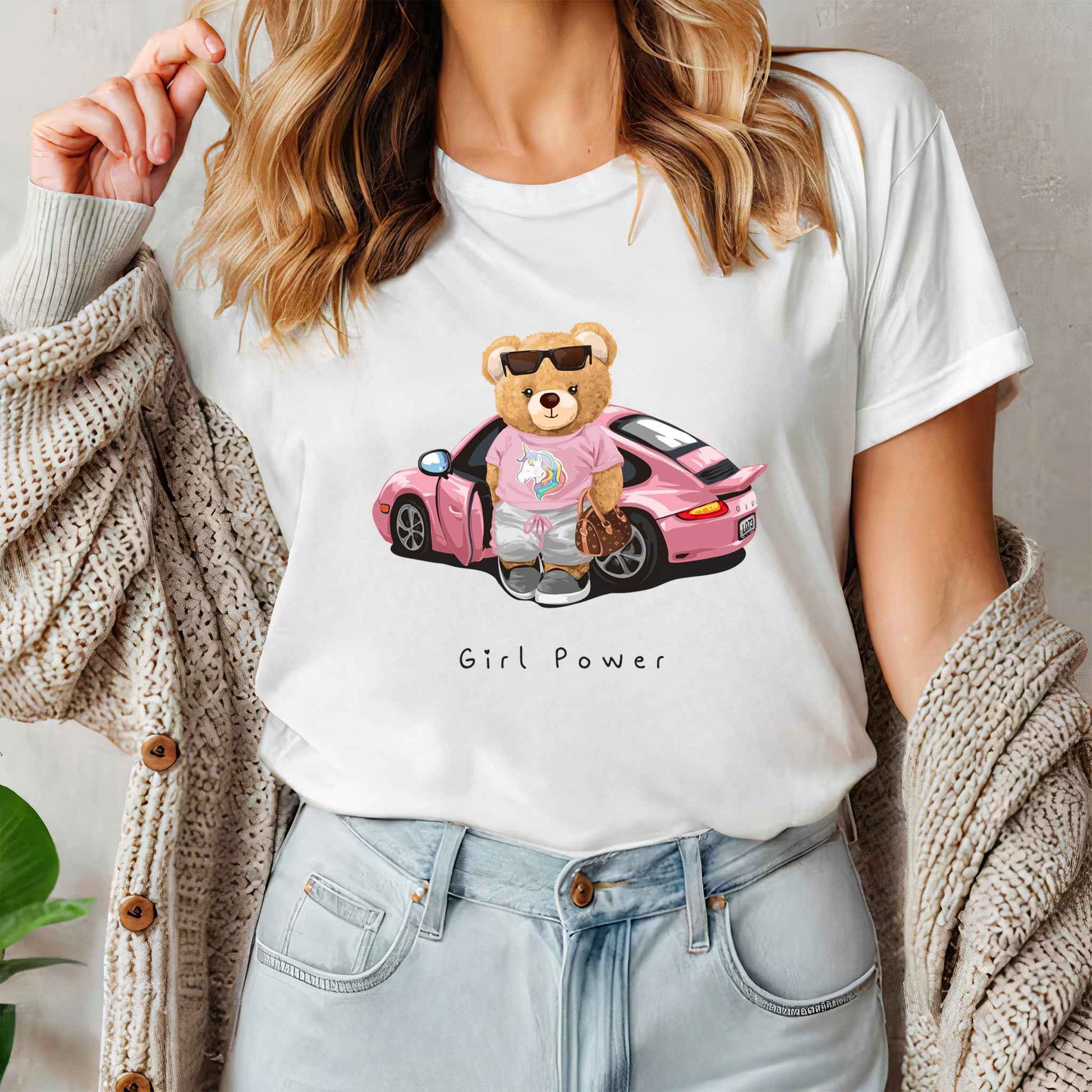 Tricou dama din bumbac 100% Cu Ursuleti GIRL POWER
