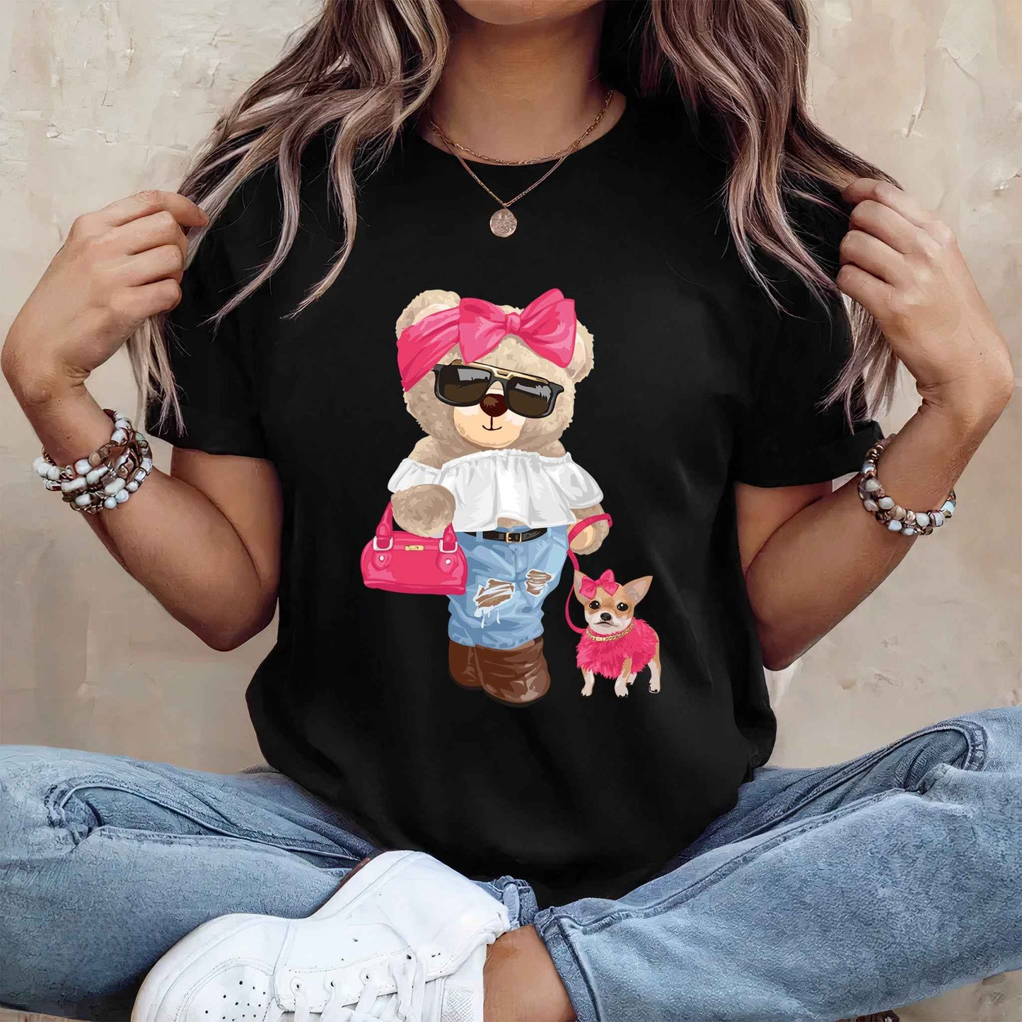 Tricou dama din bumbac 100% Cu Ursuleti CHIC