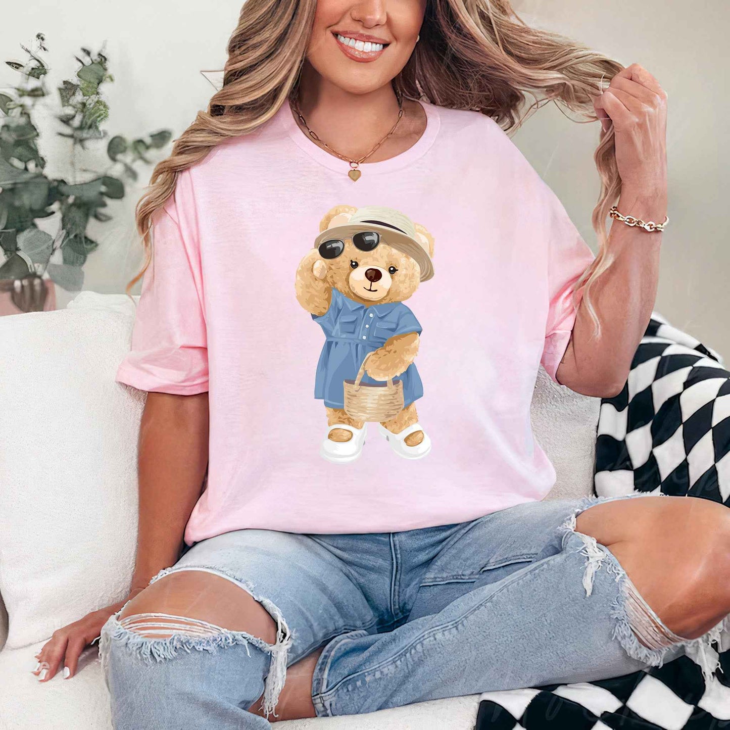 Tricou dama din bumbac 100% Cu Ursuleti SUNNY DAY
