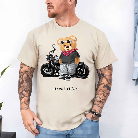 Tricou barbat din bumbac 100% cu Ursuleti STREET RIDER
