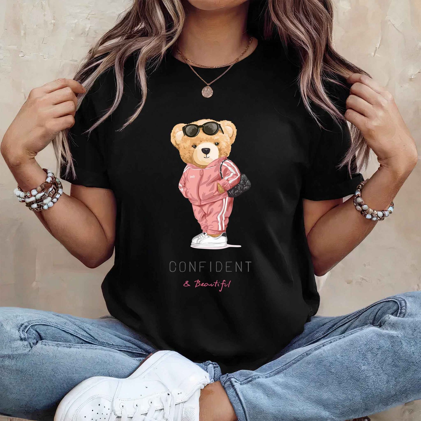 Tricou dama din bumbac 100% Cu Ursuleti CONFIDENT