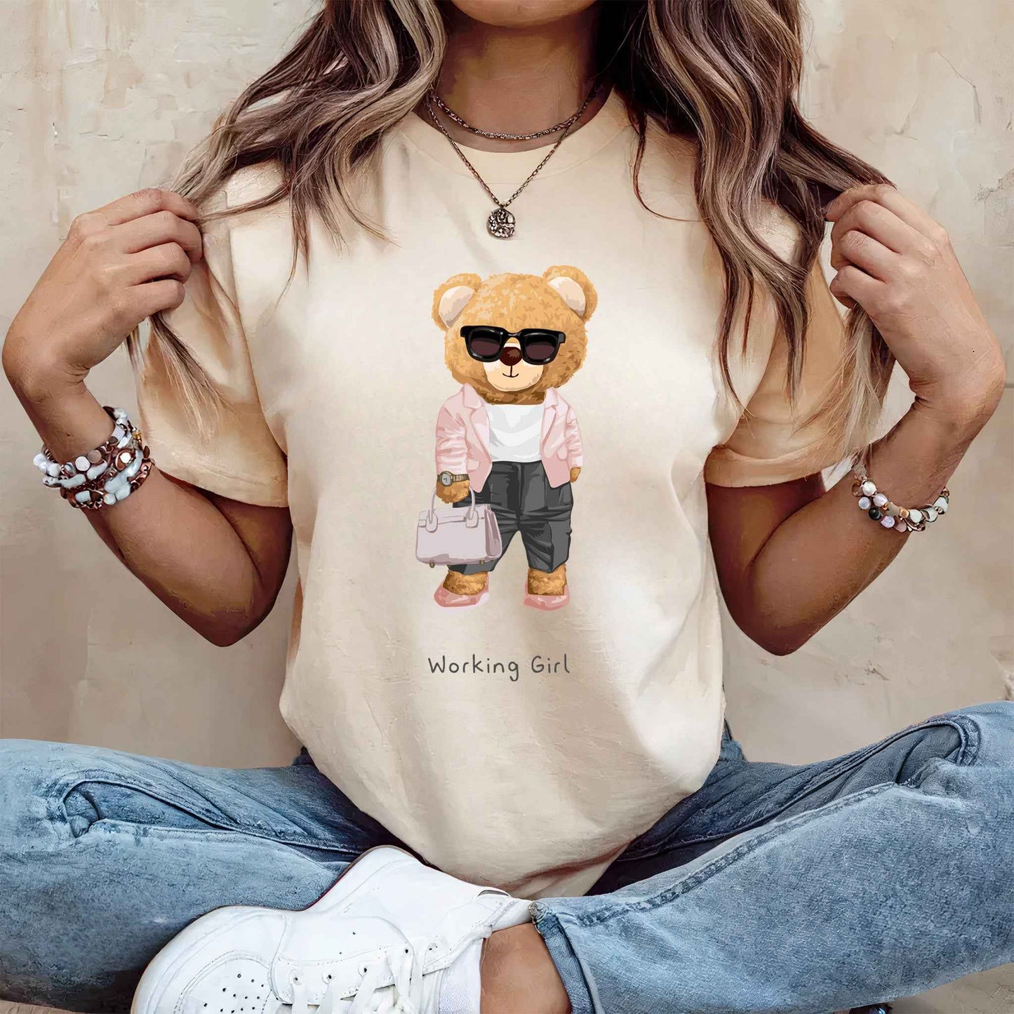 Tricou dama din bumbac 100% Cu Ursuleti WORKING GIRL