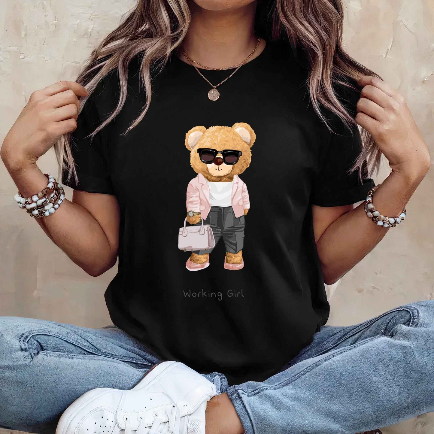 Tricou dama din bumbac 100% Cu Ursuleti WORKING GIRL