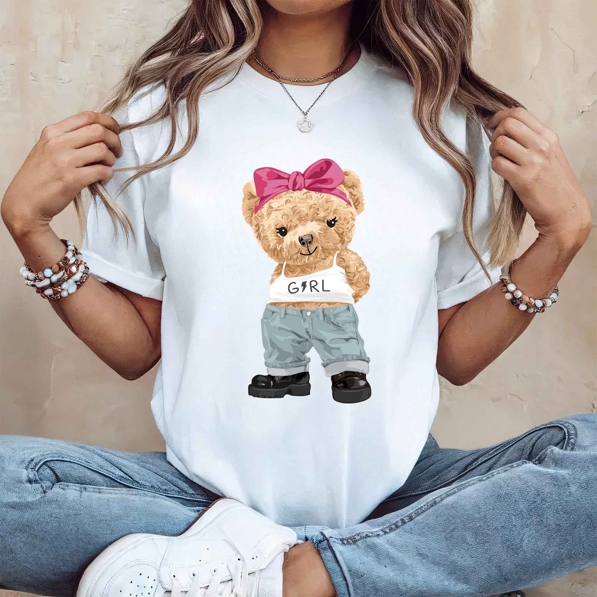 Tricou dama din bumbac 100% Cu Ursuleti STRONG GIRL