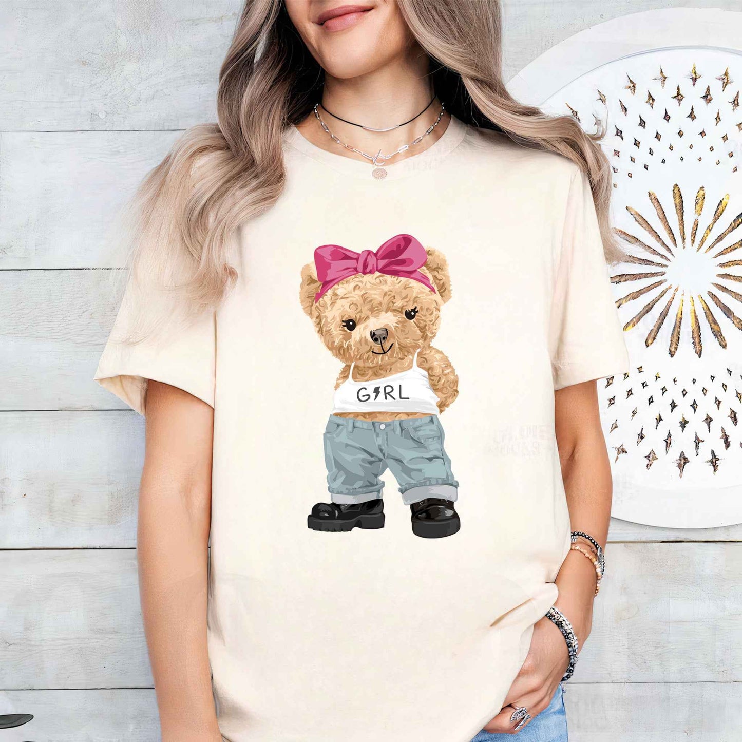 Tricou dama din bumbac 100% Cu Ursuleti STRONG GIRL