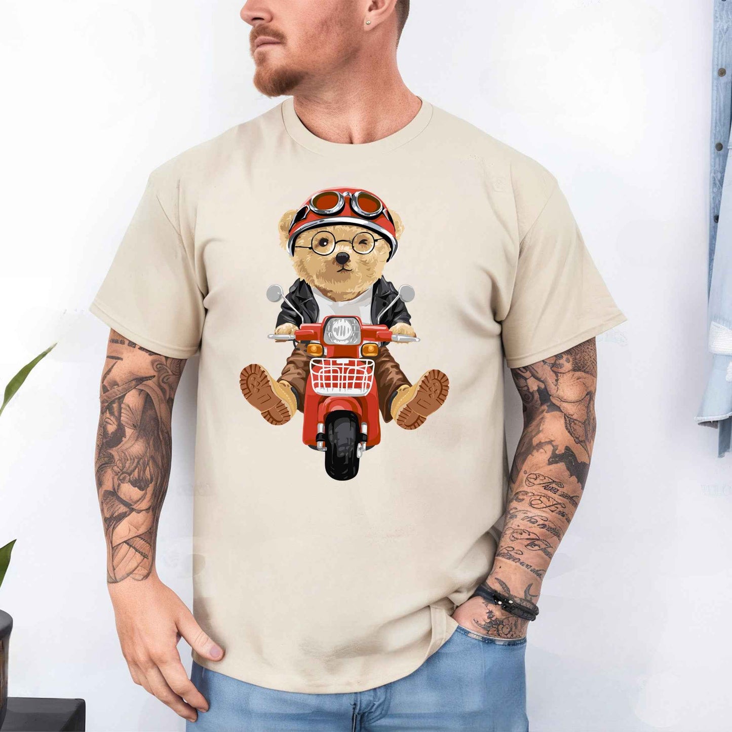 Tricou barbat din bumbac 100% cu Ursuleti SCOOTERINO