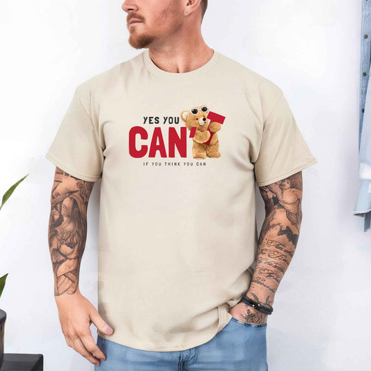 Tricou barbat din bumbac 100% cu Ursuleti YES YOU CAN