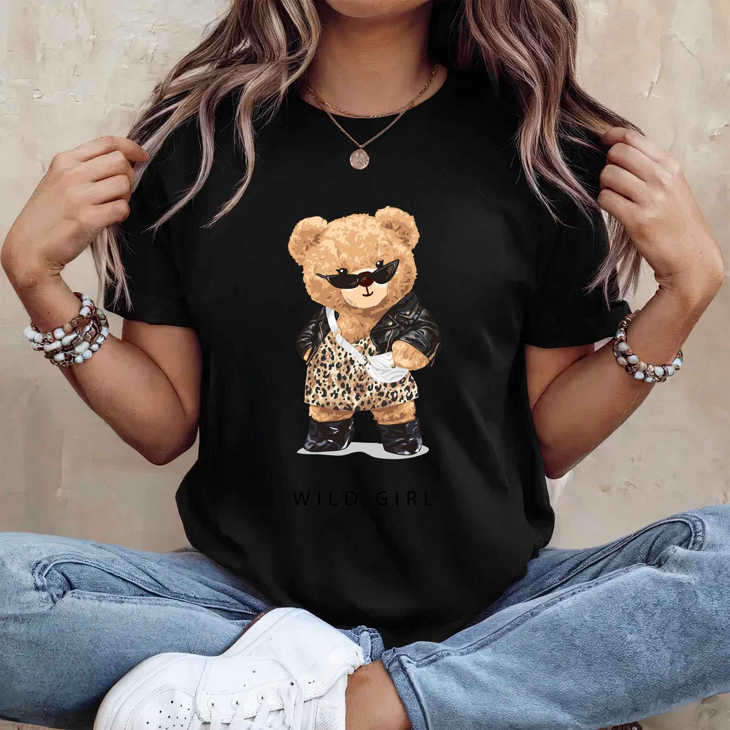 Tricou dama din bumbac 100% Cu Ursuleti WILD