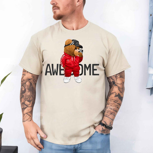Tricou barbat din bumbac 100% cu Ursuleti AWESOME