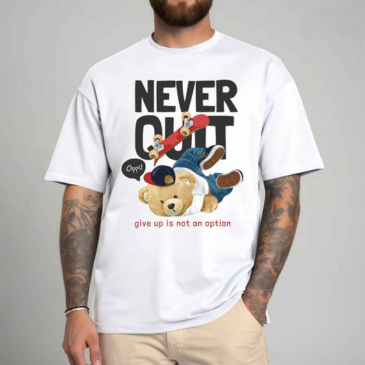 Tricou barbat din bumbac 100% cu Ursuleti NEVER QUIT