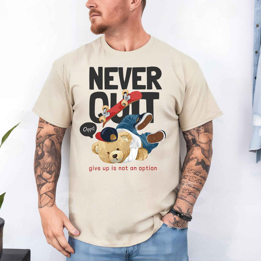 Tricou barbat din bumbac 100% cu Ursuleti NEVER QUIT