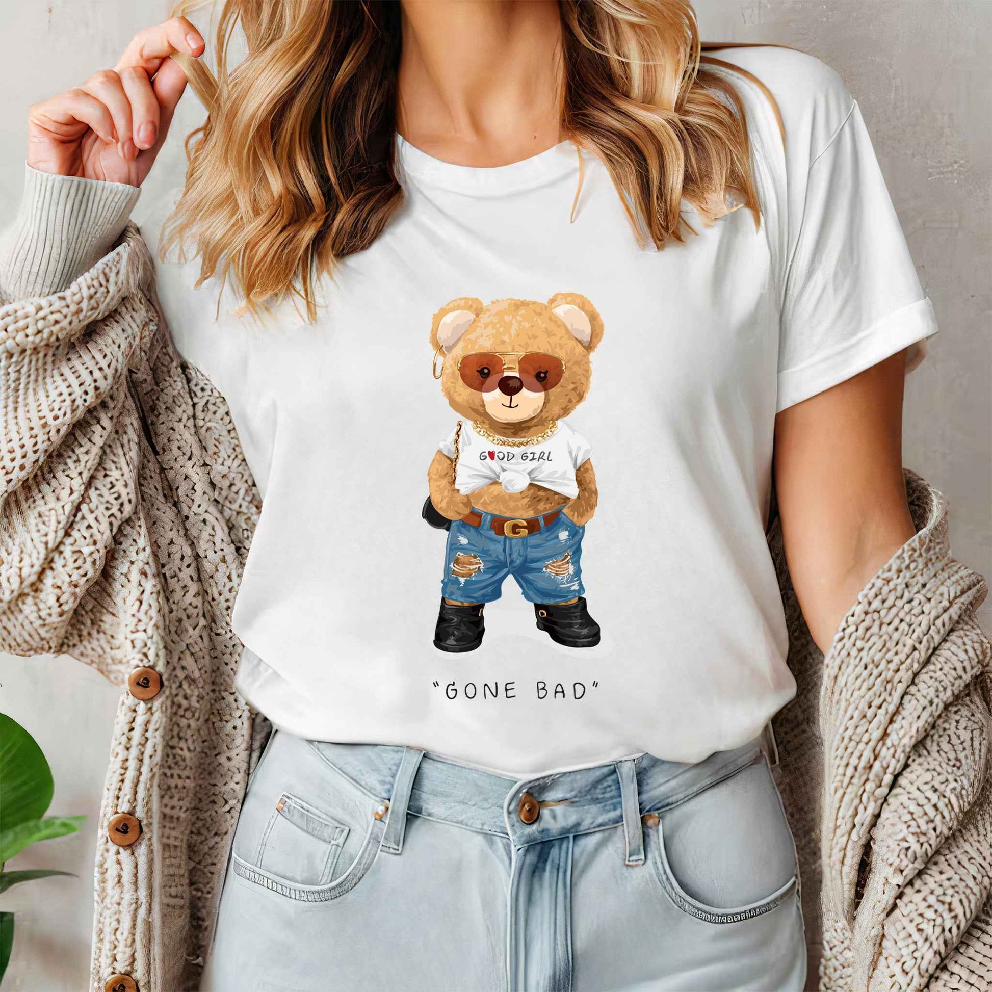 Tricou dama din bumbac 100% Cu Ursuleti GONE BAD