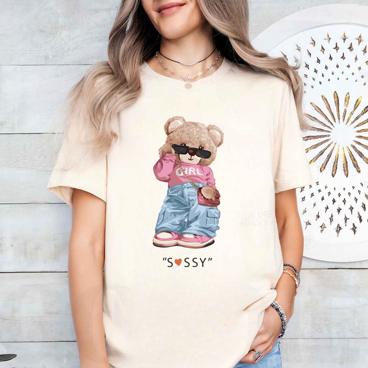 Tricou dama din bumbac 100% Cu Ursuleti SASSY