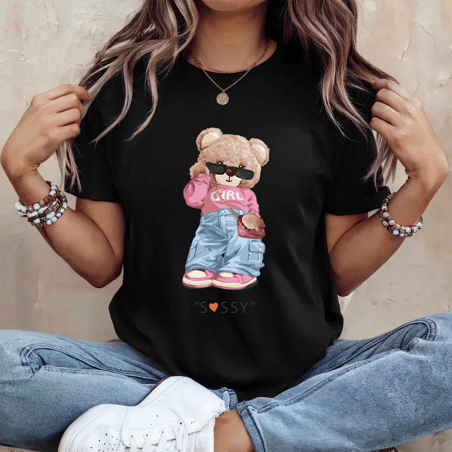Tricou dama din bumbac 100% Cu Ursuleti SASSY