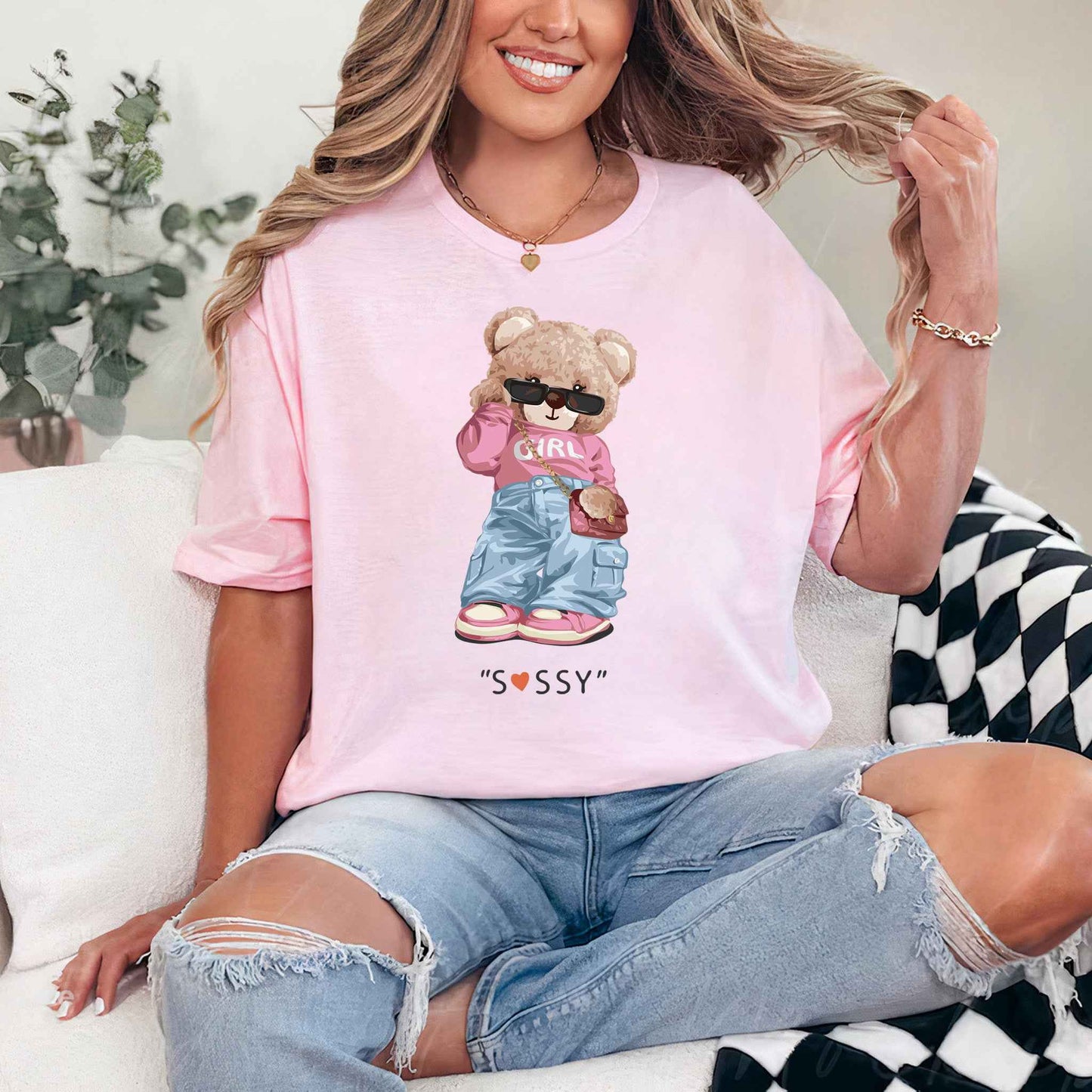 Tricou dama din bumbac 100% Cu Ursuleti SASSY