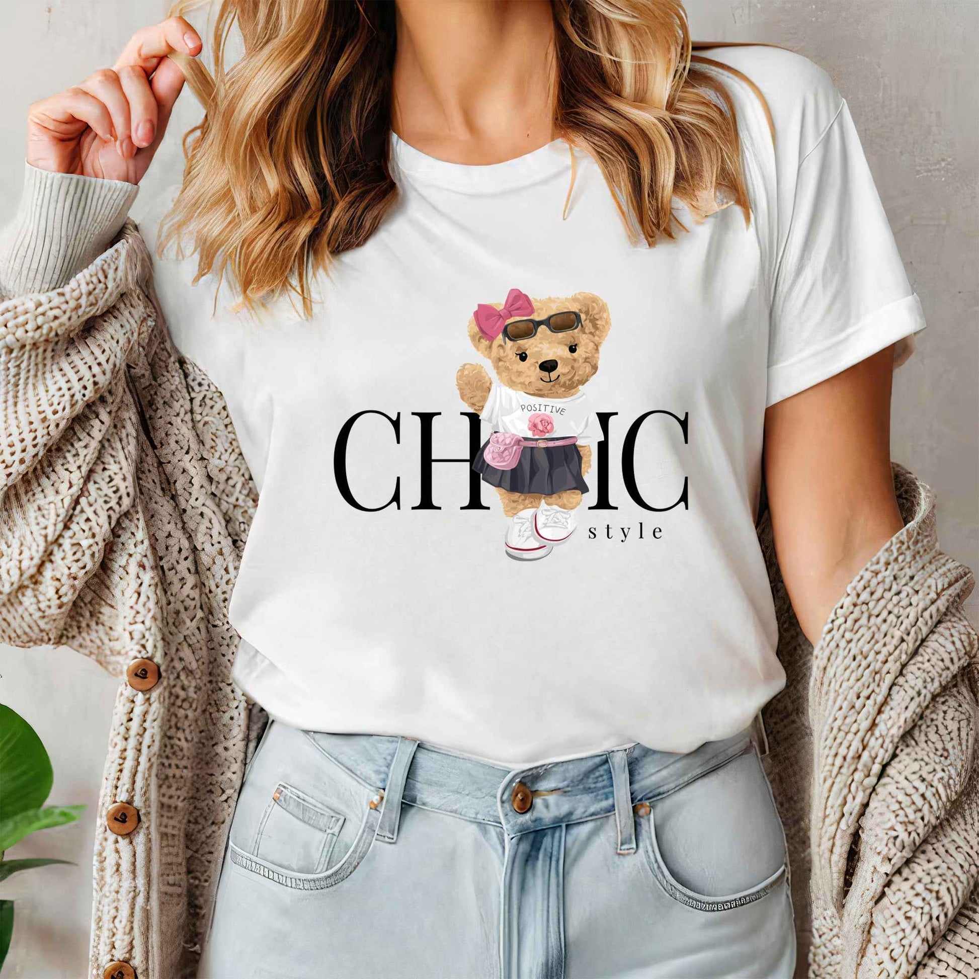 Tricou dama din bumbac 100% Cu Ursuleti CHIC GIRL