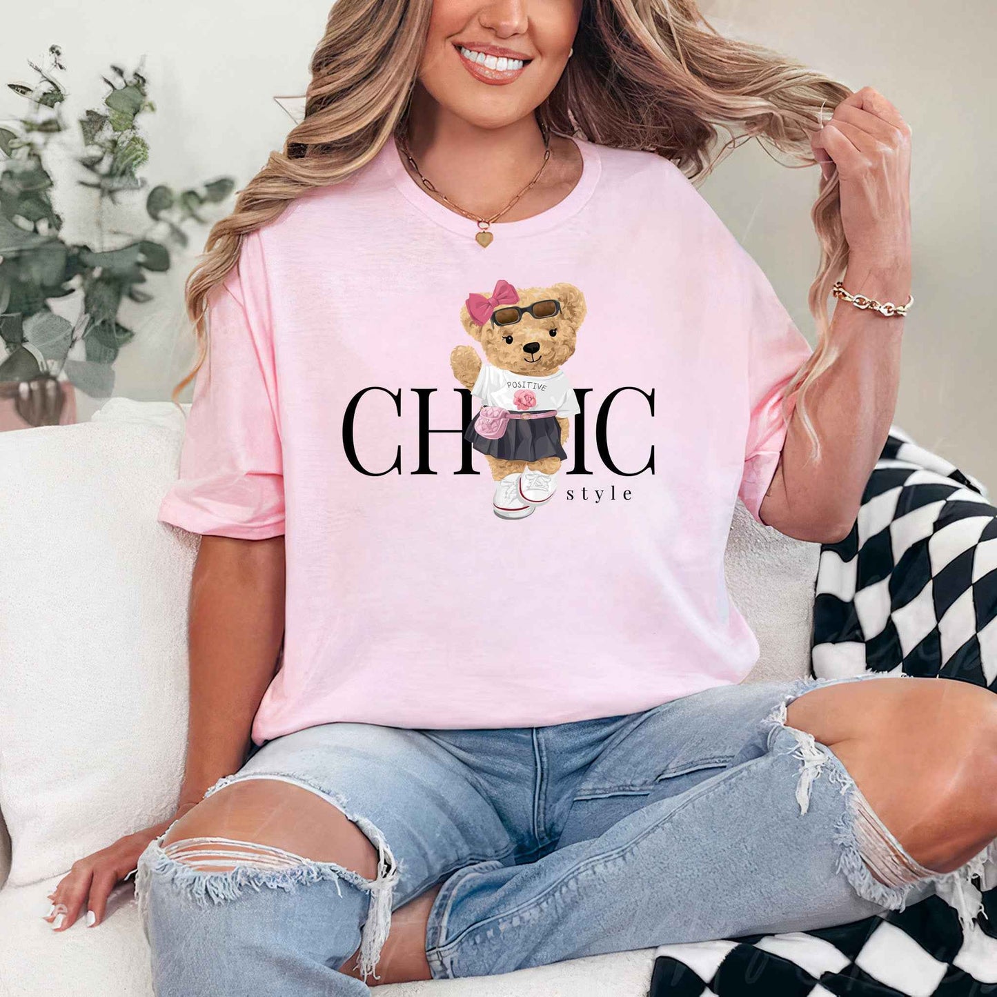 Tricou dama din bumbac 100% Cu Ursuleti CHIC GIRL
