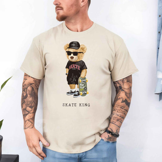 Tricou barbat din bumbac 100% cu Ursuleti SKATE KING