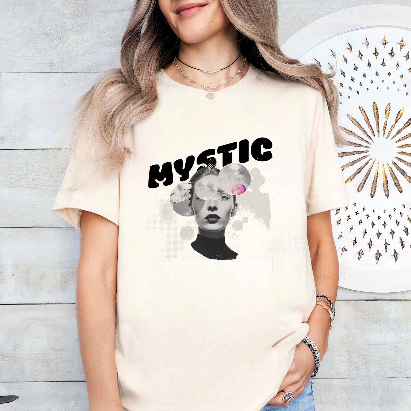 Tricou dama din bumbac 100% minimalist MYSTIC
