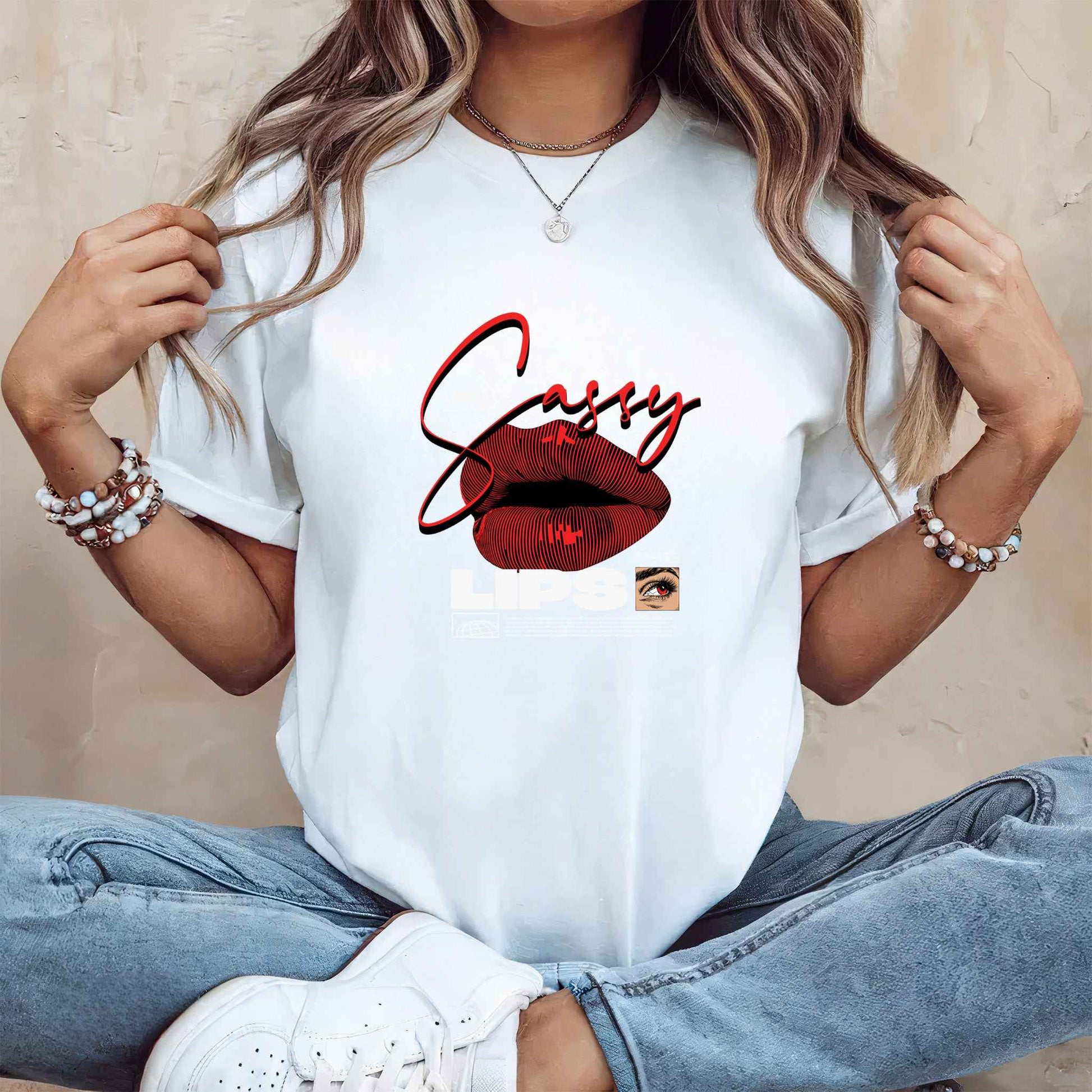 Tricou dama din bumbac 100% Vibrant SASSY LIPS