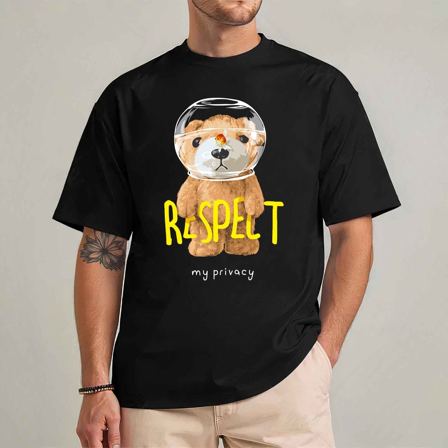 Tricou barbat din bumbac 100% cu Ursuleti RESPECT