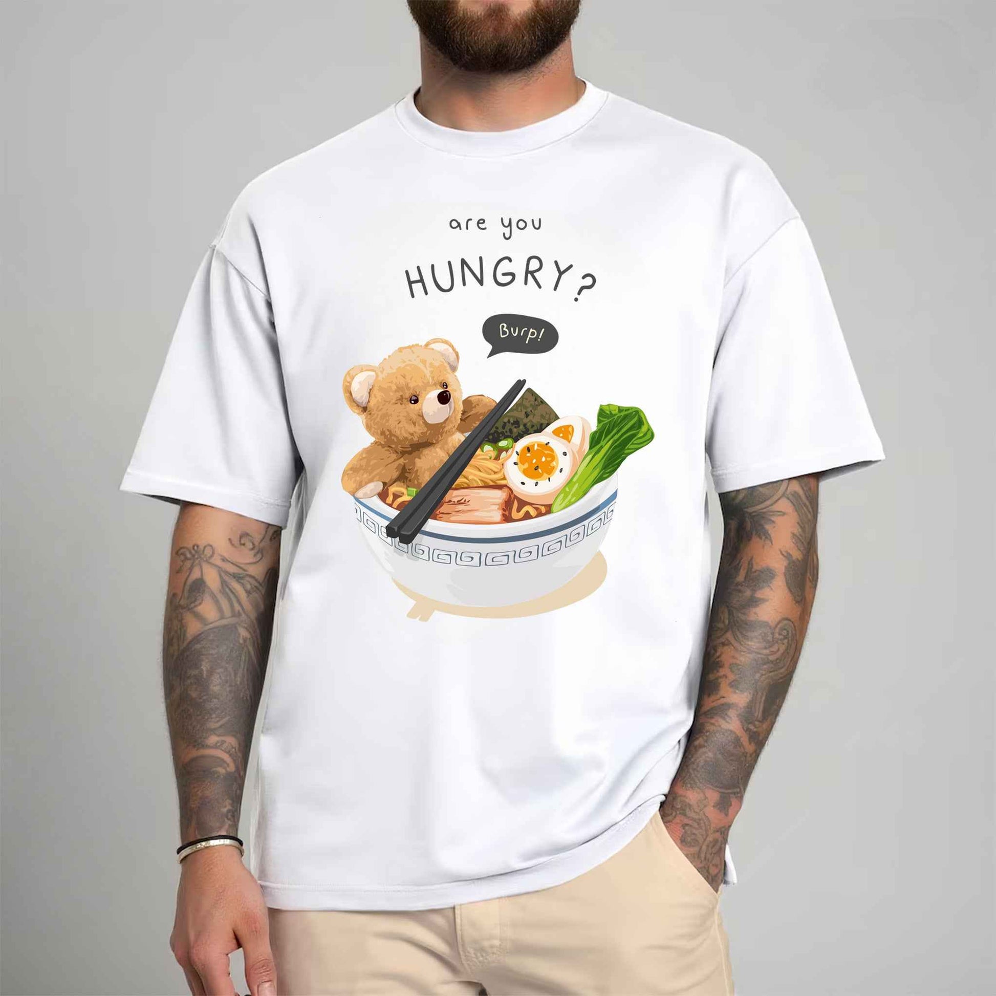 Tricou barbat din bumbac 100% cu Ursuleti HUNGRY?