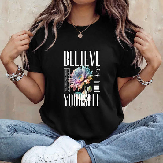 Tricou dama din bumbac 100% Minimalist BELIEVE IN YOURSELF