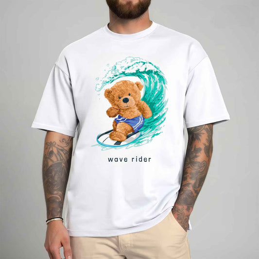 Tricou barbat din bumbac 100% cu Ursuleti WAVE RIDER