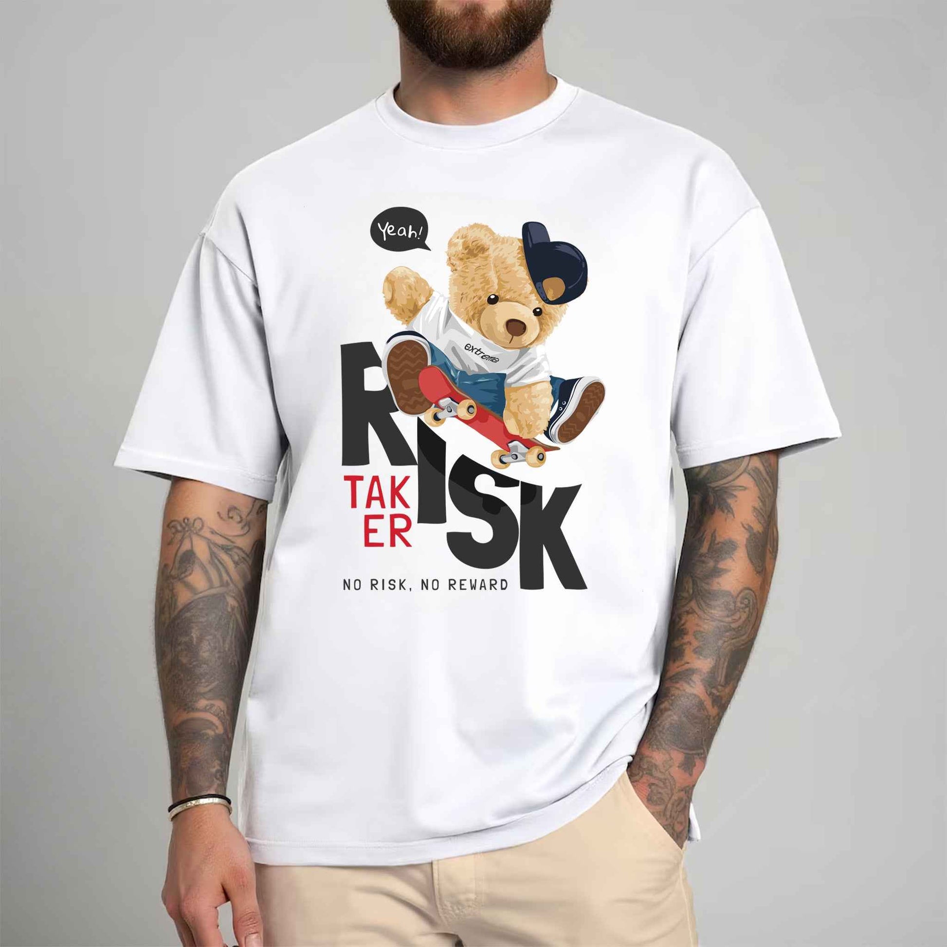 Tricou barbat din bumbac 100% cu Ursuleti RISK TAKER