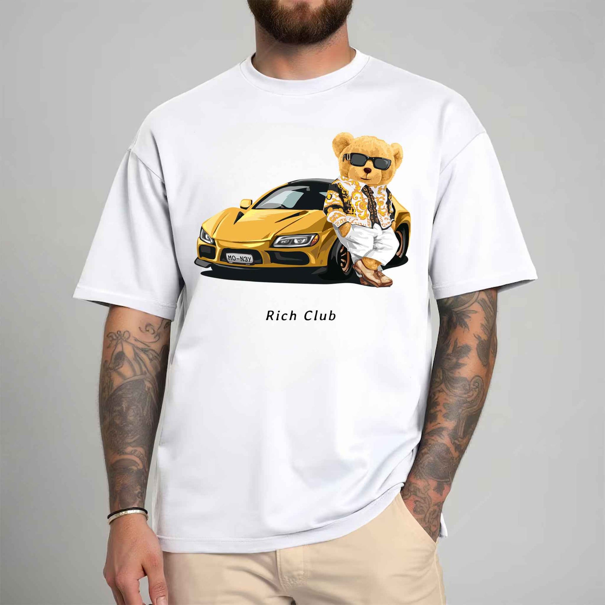 Tricou barbat din bumbac 100% cu Ursuleti RICH CLUB