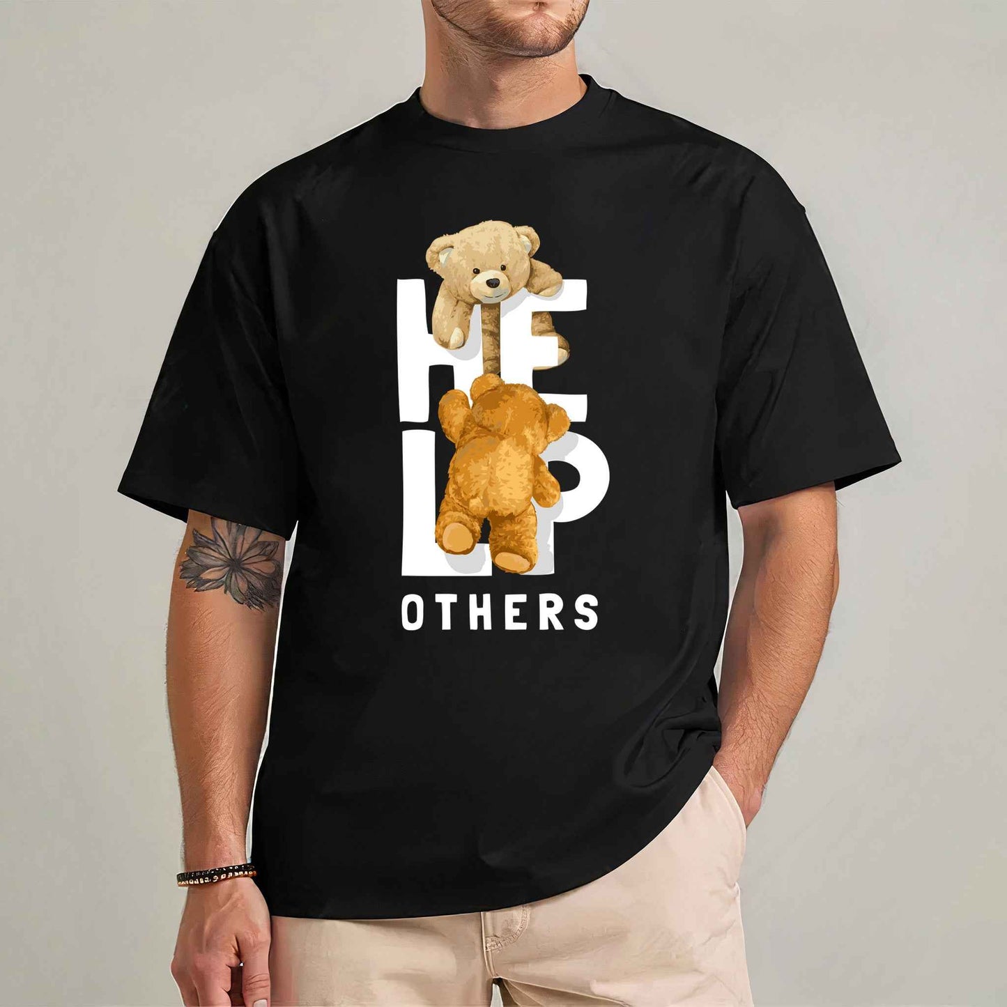 Tricou barbat din bumbac 100% cu Ursuleti HELP