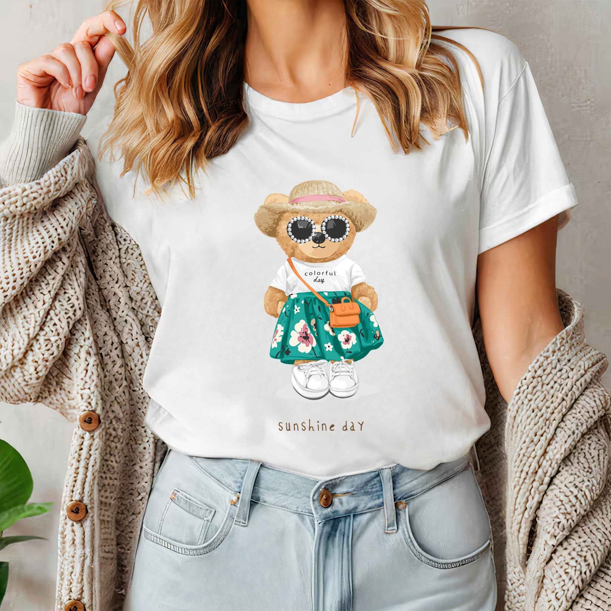 Tricou dama din bumbac 100% Cu Ursuleti SUNSHINE