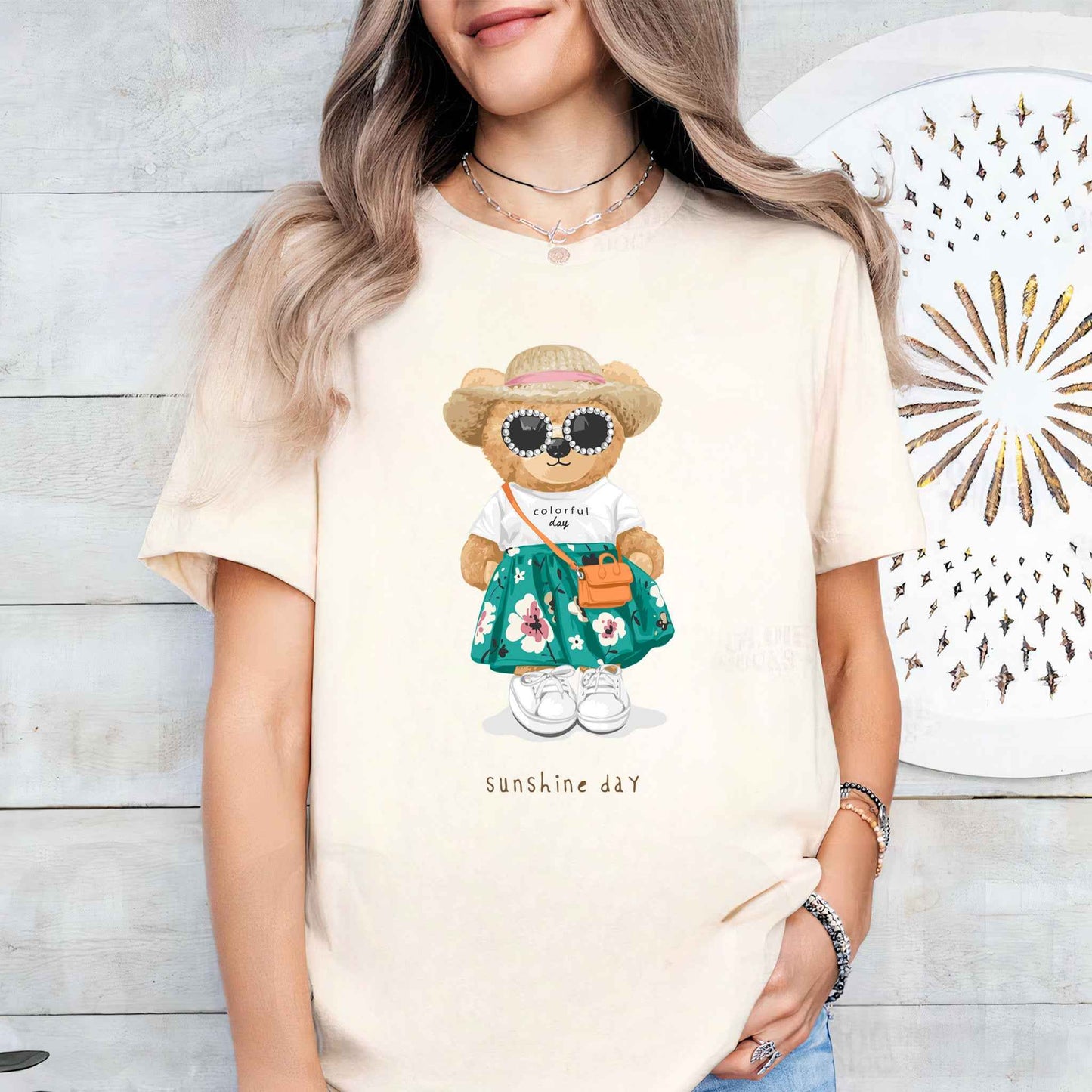 Tricou dama din bumbac 100% Cu Ursuleti SUNSHINE