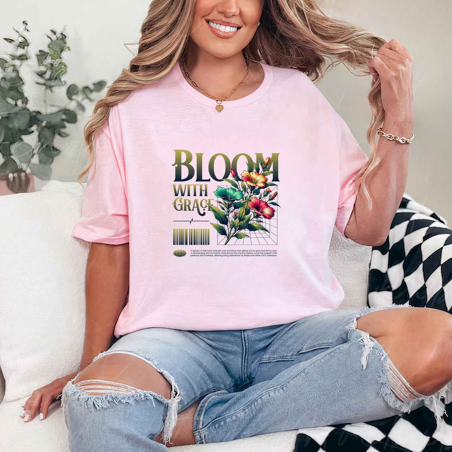 Tricou dama din bumbac 100% Vibrant Bloom