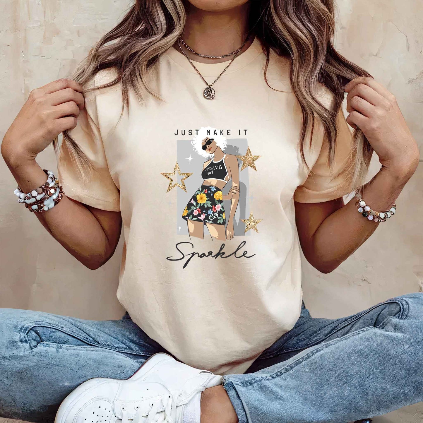 Tricou dama din bumbac 100% Minimalist SPARKLE