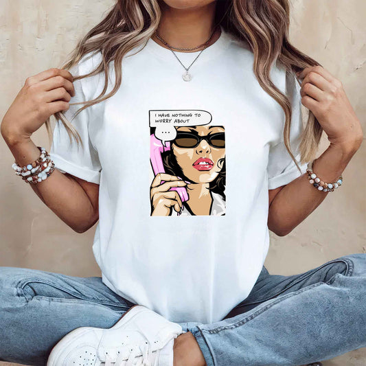 Tricou dama din bumbac 100% Minimalist NO WORRY