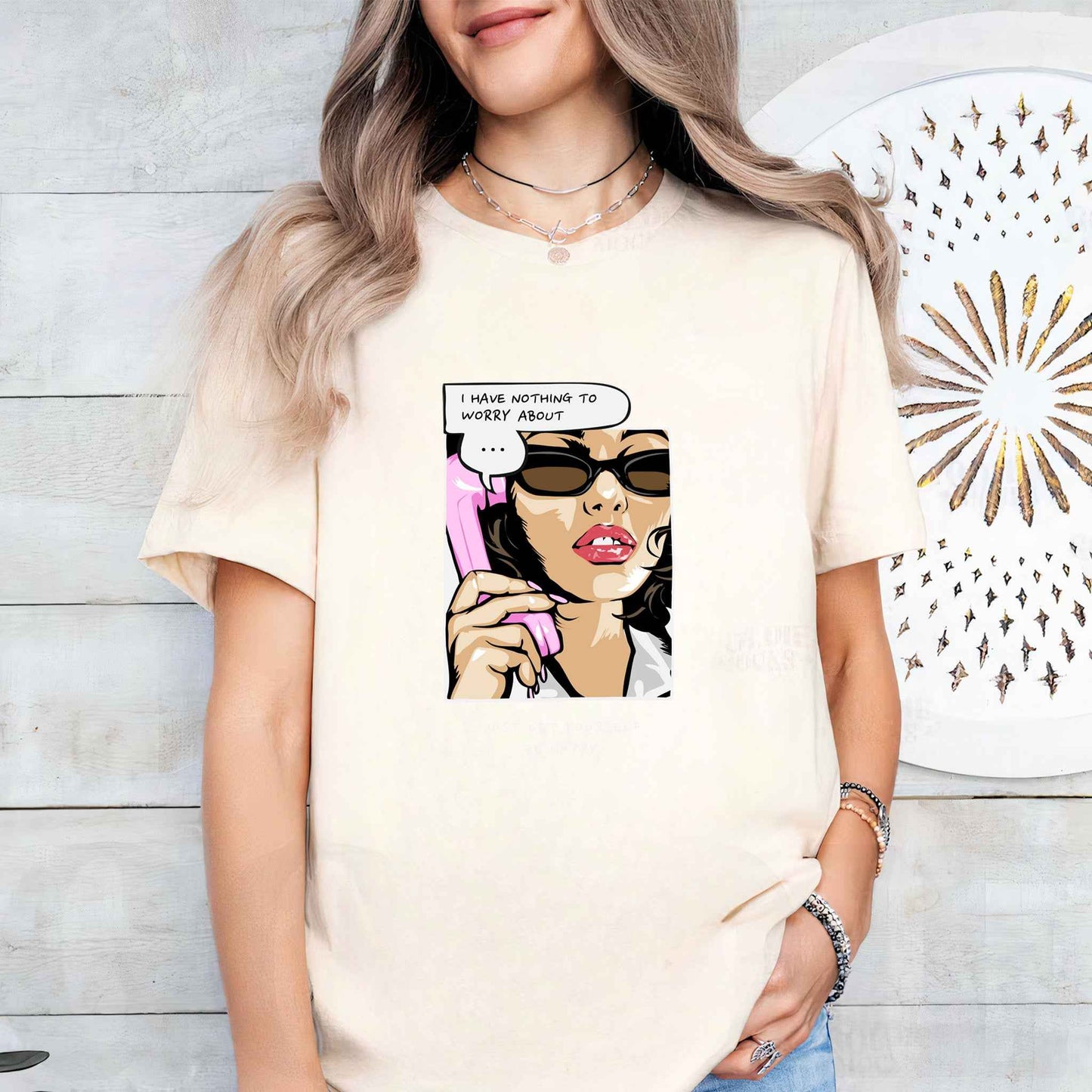 Tricou dama din bumbac 100% Minimalist NO WORRY