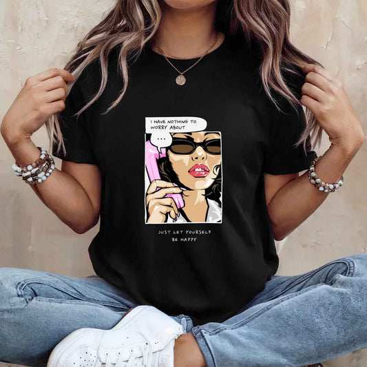 Tricou dama din bumbac 100% Minimalist NO WORRY