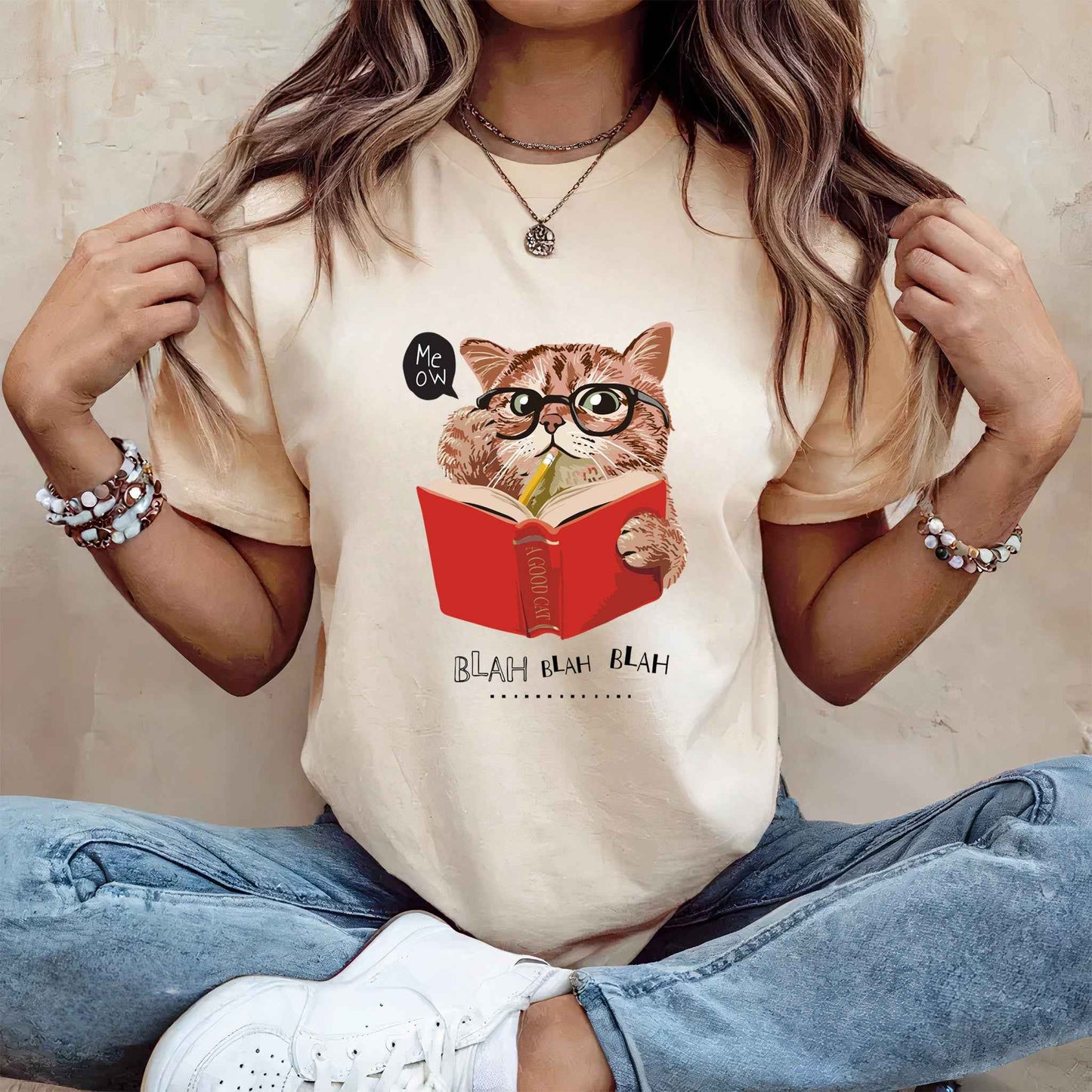 Tricou dama din bumbac 100% cu Pisici MEOW