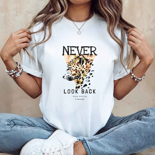 Tricou dama din bumbac 100% cu Animale NEVER LOOK BACK