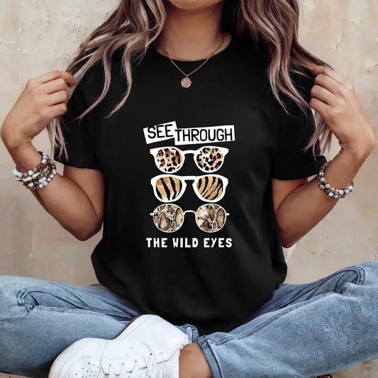 Tricou dama din bumbac 100% cu Animale WILD EYES