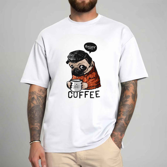 Tricou barbat din bumbac 100% cu Animale ENJOY COFFEE