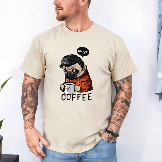 Tricou barbat din bumbac 100% cu Animale ENJOY COFFEE