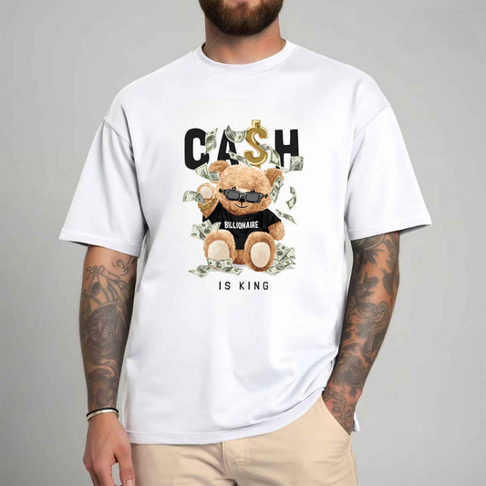 Tricou barbat din bumbac 100% cu Ursuleti CASH IS KING