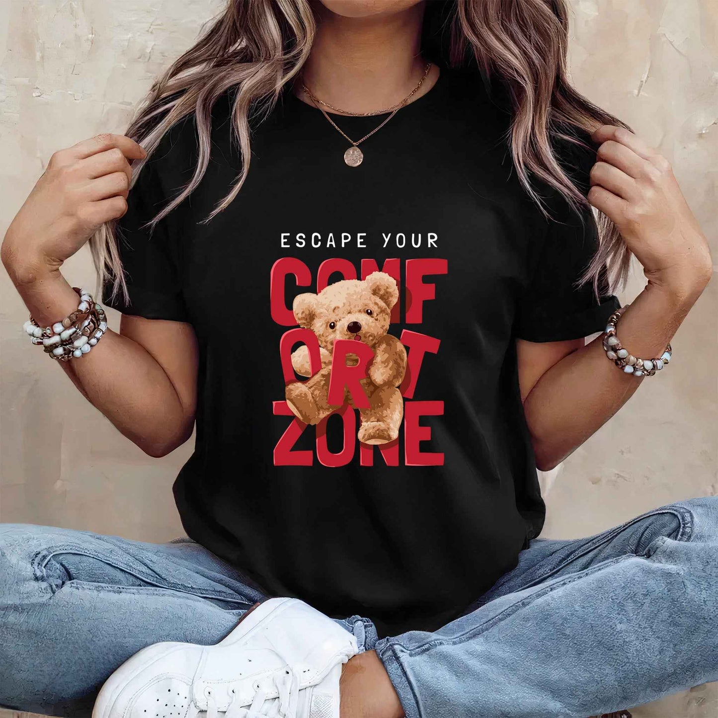 Tricou dama din bumbac 100% cu Ursuleti COMFORT ZONE