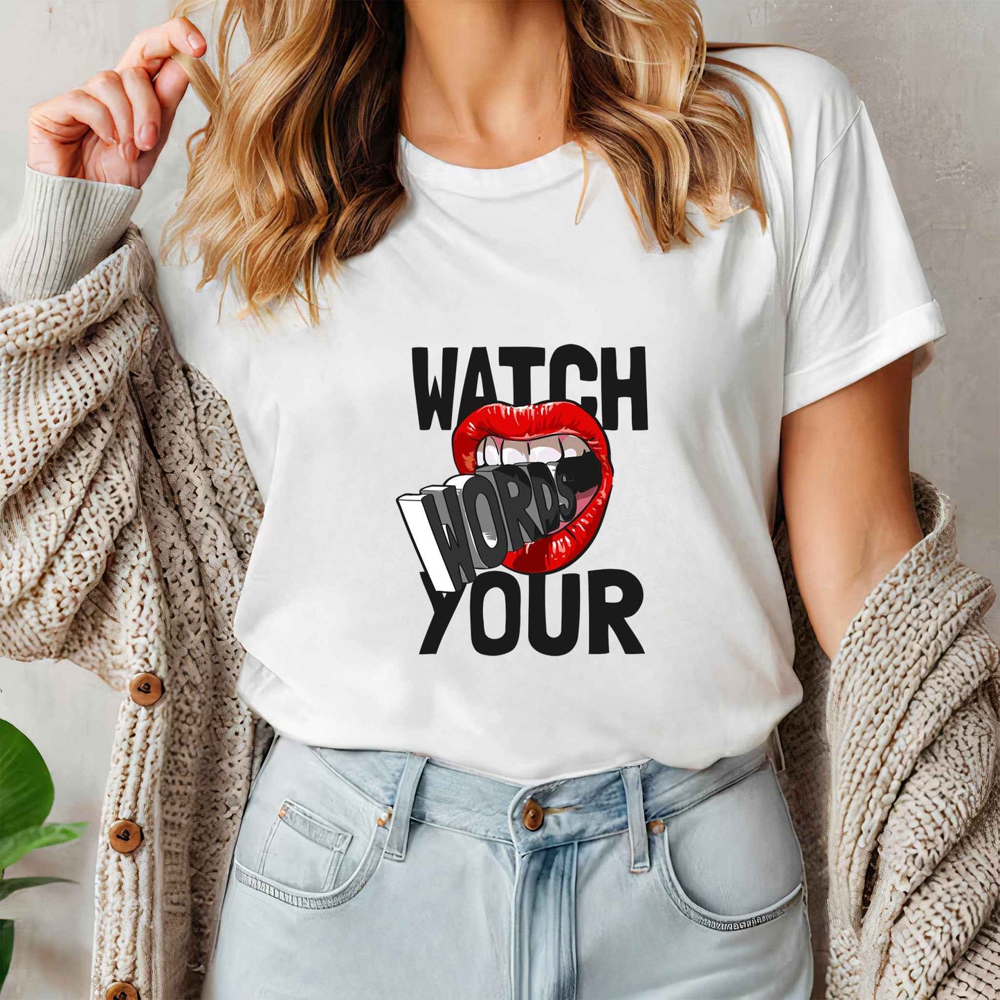 Tricou dama din bumbac 100% mesaje si citate WATCH YOUR MOUTH
